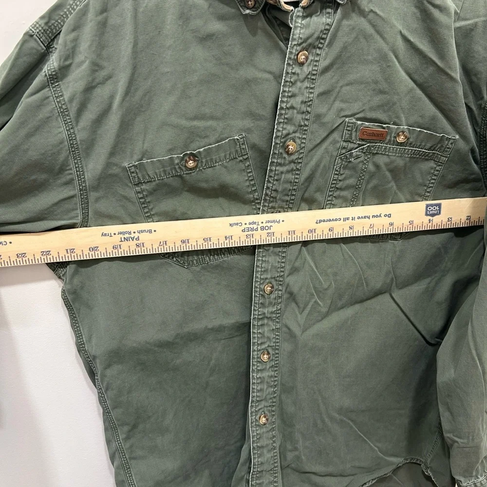Carhartt Olive Green and Tan Contrast Collar Work Shirt - Picture 6 of 8